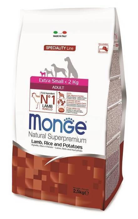 Monge -Superpremium Speciality Line- adult taglia extra small 2,5kg - Agnello, riso & patate