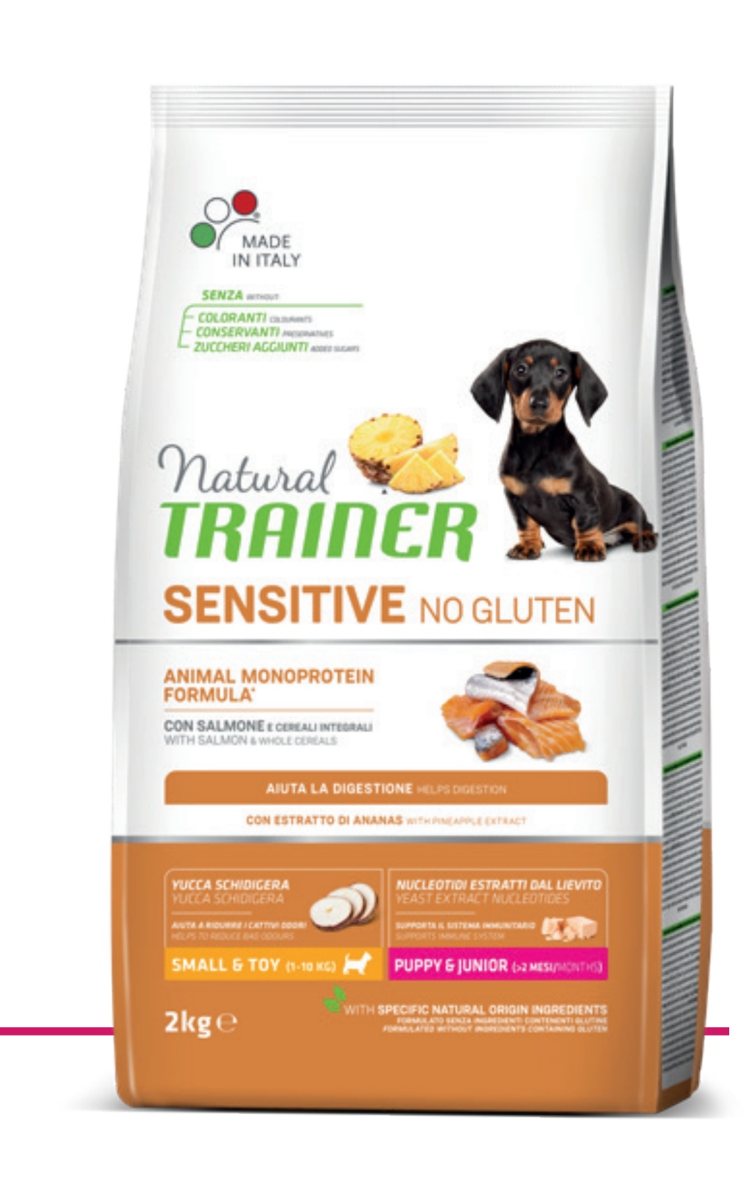 Trainer Sensitive No Gluten Puppy & Junior (>2 mesi)  con Salmone e Cereali Integrali 2kg