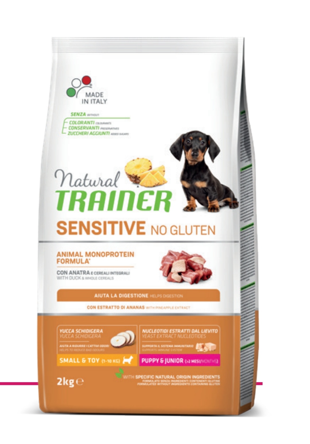 Trainer Sensitive No Gluten Puppy & Junior (>2 mesi)  con Anatra e Cereali Integrali 2kg