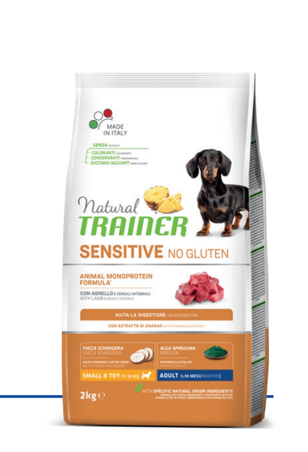 Trainer Sensitive No Gluten Adult (>10 mesi)  con Agnello e Cereali Integrali 2kg