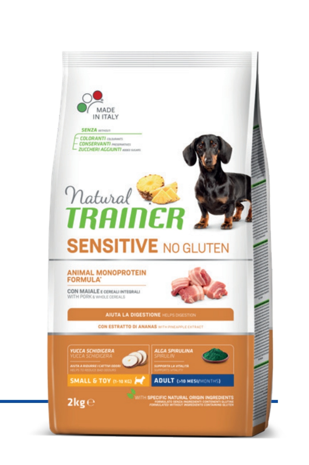 Trainer Sensitive No Gluten Adult (>10 mesi)  con Maiale e Cereali Integrali 2kg