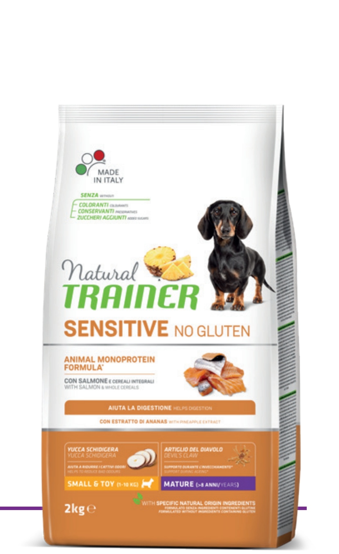 Trainer Sensitive No Gluten Mature (> 8 anni)  con Salmone e Cereali Integrali 2kg
